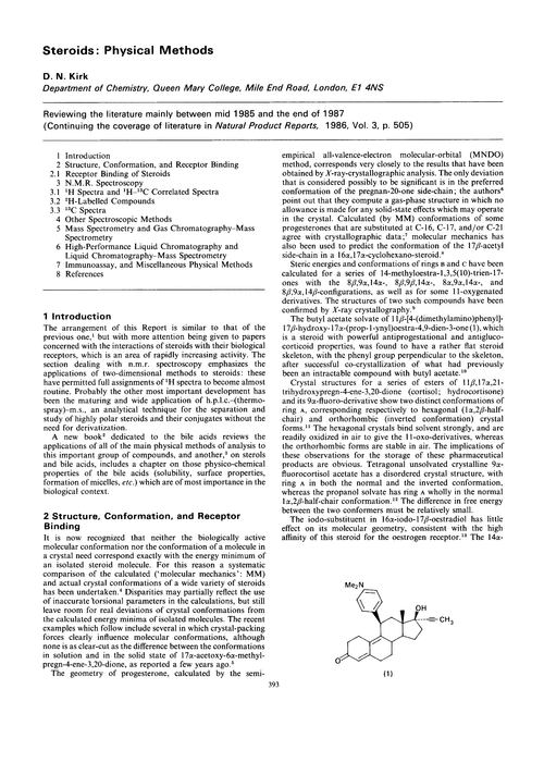 Steroids: physical methods