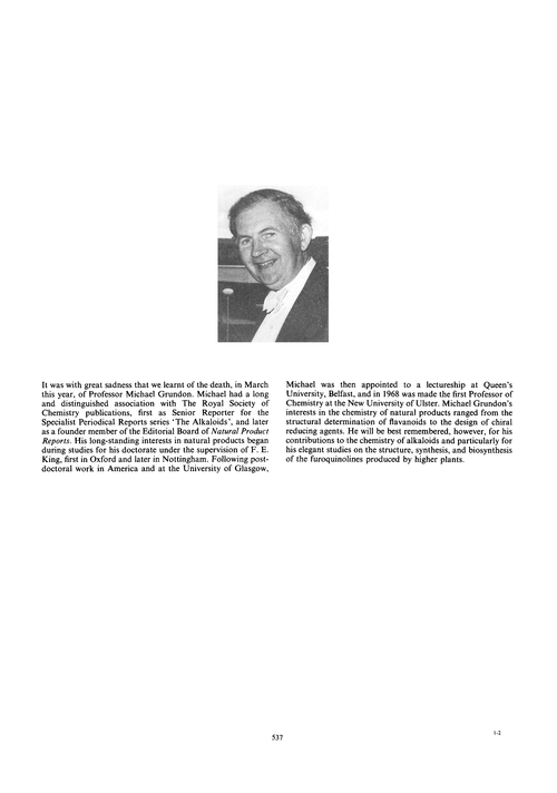 Obituary: Michael F. Grundon 1926–89