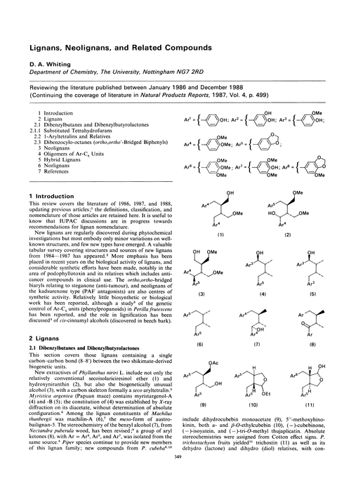 Lignans, neolignans, and related compounds