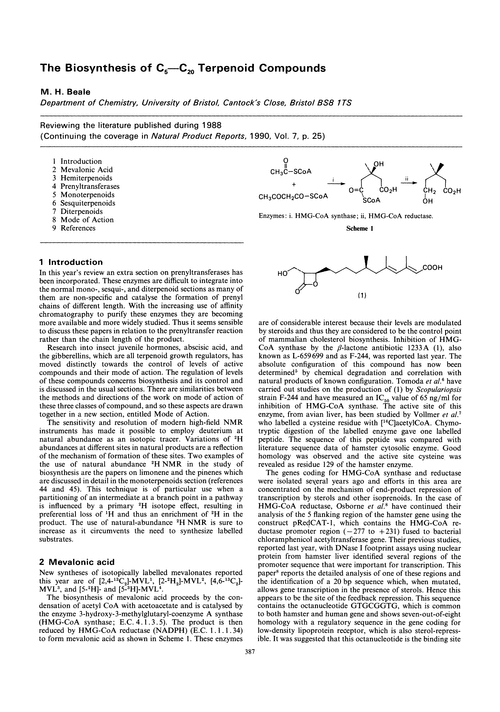 The biosynthesis of C5—C20 terpenoid compounds