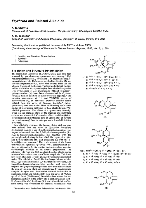 Erythrina and related alkaloids