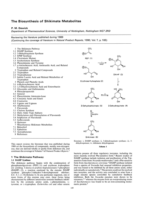 The biosynthesis of shikimate metabolites