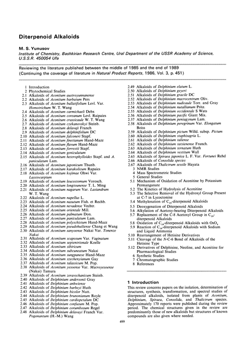 Diterpenoid alkaloids