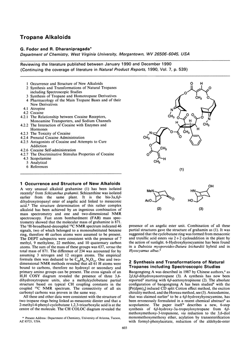 Tropane alkaloids