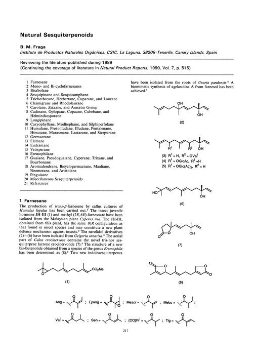 Natural sesquiterpenoids