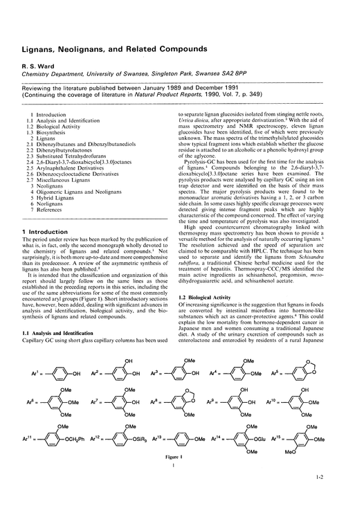 Lignans neolignans, and related compounds