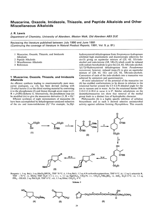 Muscarine, oxazole, imidazole, thiazole, and peptide alkaloids and other miscellaneous alkaloids
