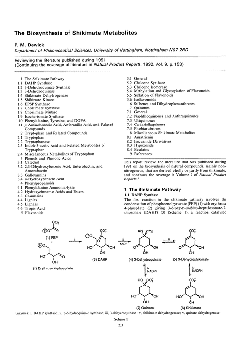 The biosynthesis of shikimate metabolites