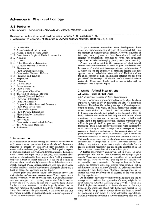 Advances in chemical ecology