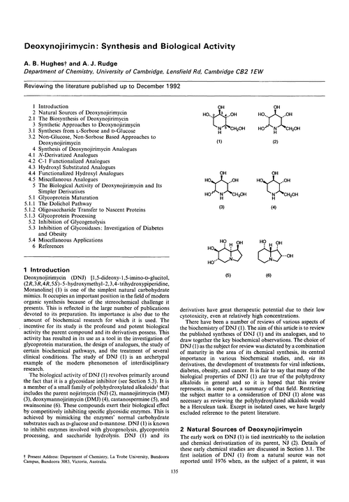 Deoxynojirimycin: synthesis and biological activity