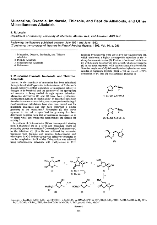 Muscarine, oxazole, imidazole, thiazole, and peptide alkaloids, and other miscellaneous alkaloids