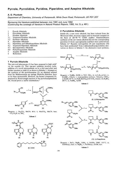 Pyrrole, pyrrolidine, pyridine, piperidine, and azepine alkaloids