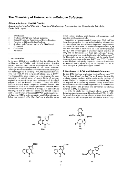 The chemistry of heterocyclic o-quinone cofactors