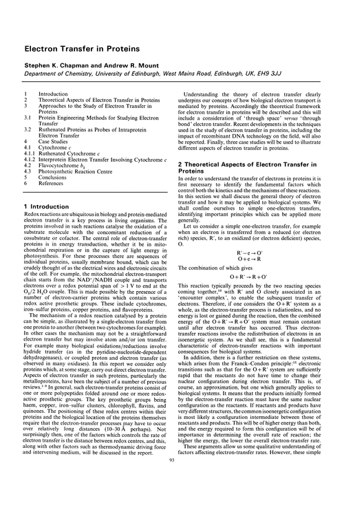 Electron transfer in proteins