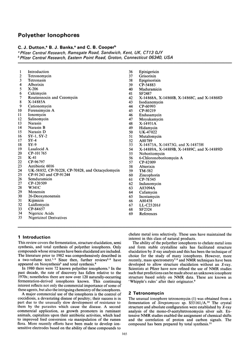 Polyether ionophores