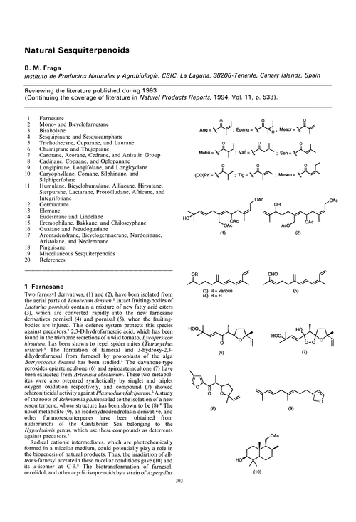 Natural sesquiterpenoids