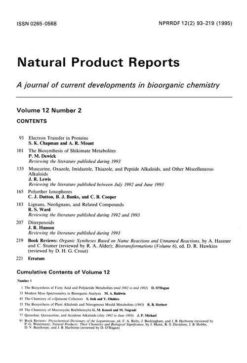 Contents pages - Natural Product Reports (RSC Publishing)