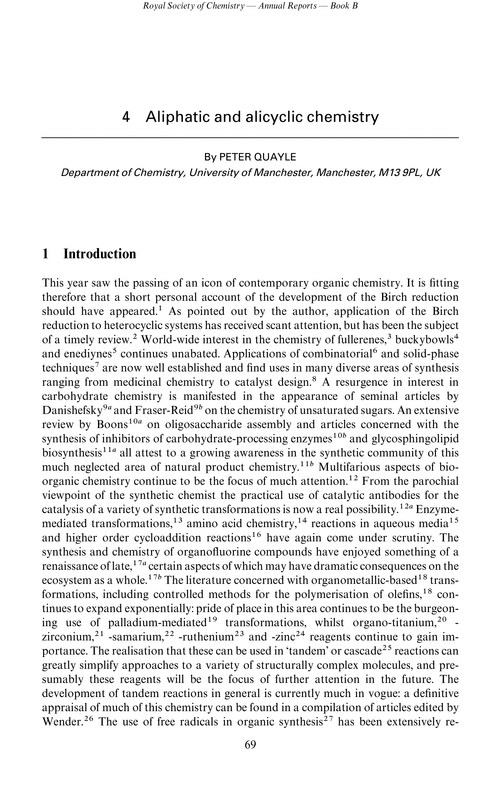 Chapter 4. Aliphatic and alicyclic chemistry