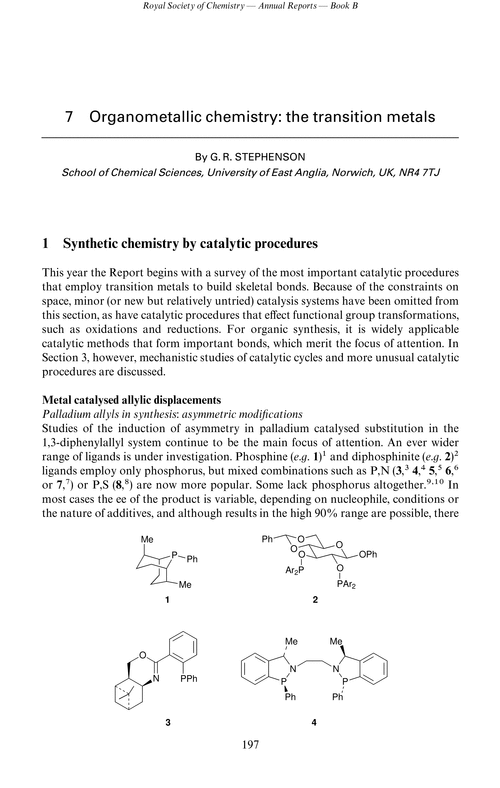 Chapter 7. Organometallic chemistry: the transition elements