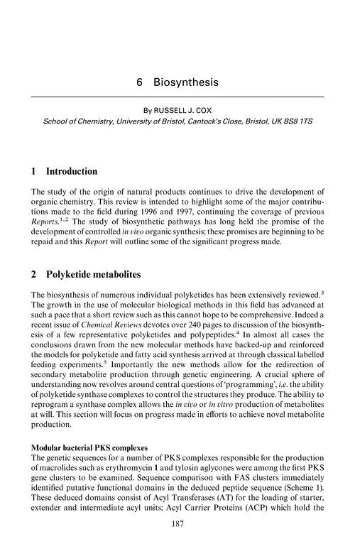 Chapter 6. Biosynthesis