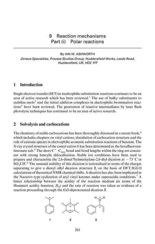 Chapter 9. Reaction mechanisms . Part (i) Polar reactions