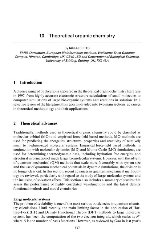 Chapter 10. Theoretical organic chemistry