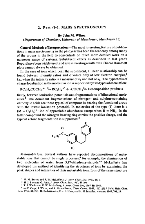 Chapter 2. Physical methods of structure determination. Part (iv). Mass spectroscopy
