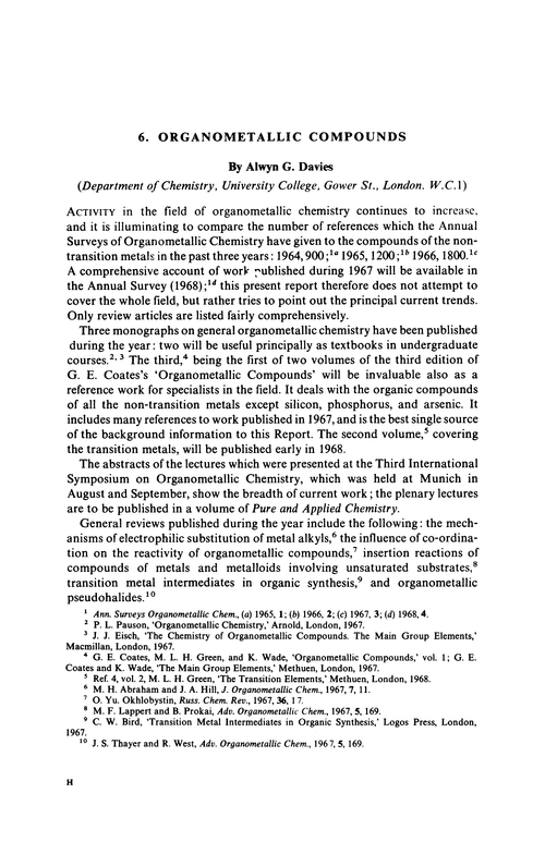 Chapter 6. Organometallic compounds