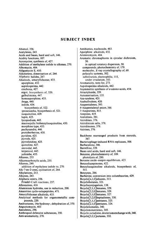 Subject index Annual Reports Section "B" Chemistry) (RSC