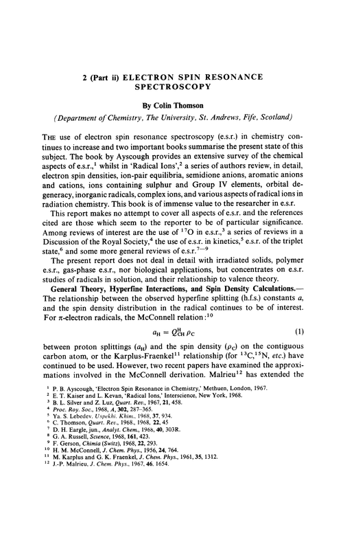 Chapter 2. Physical methods. Part (ii) Electron spin resonance spectroscopy