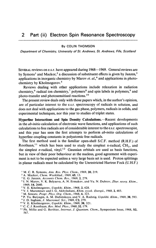 Chapter 2. Physical methods. Part (ii) Electron spin resonance spectroscopy