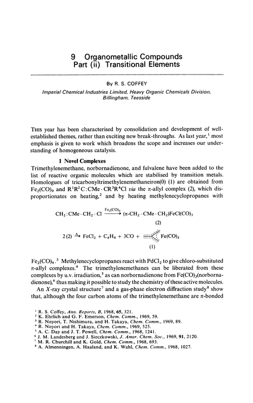 Chapter 9. Organometallic compounds. Part (ii) Transitional elements
