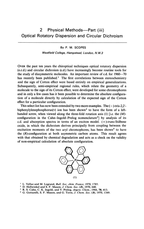 Chapter 2. Physical methods—part (iii) Optical rotatory dispersion and circular dichroism