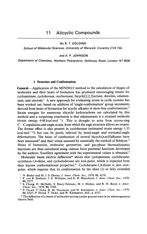 Chapter 11. Alicyclic compounds