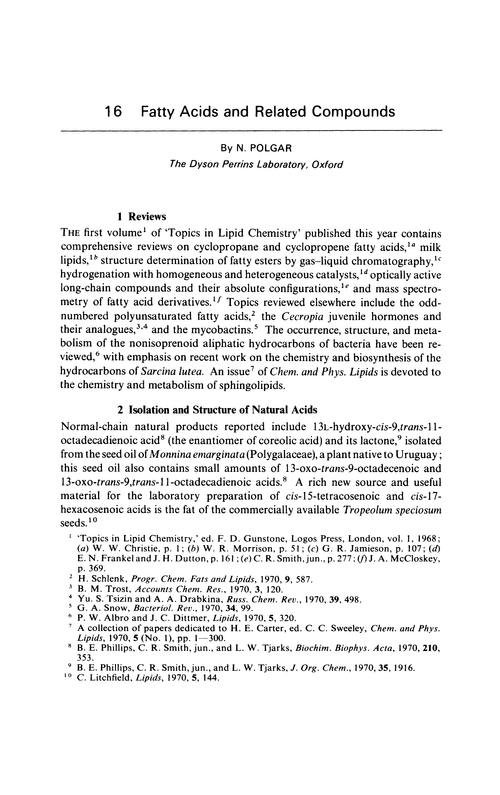 Chapter 16. Fatty acids and related compounds