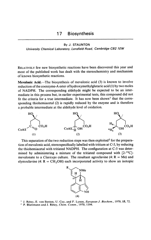 Chapter 17. Biosynthesis