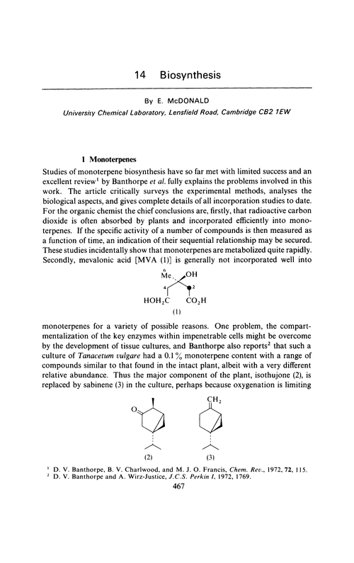 Chapter 14. Biosynthesis