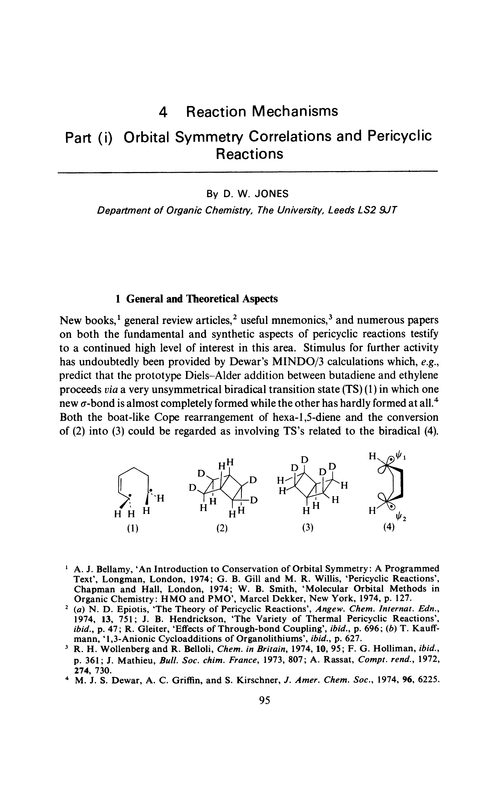 Chapter 4. Reaction mechanisms. Part (i) Orbital symmetry correlations and pericyclic reactions
