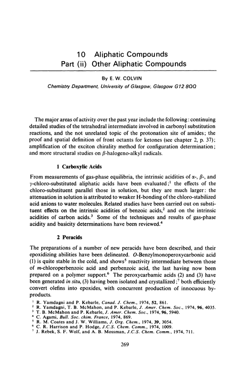 Chapter 10. Aliphatic compounds. Part (ii) Other aliphatic compounds