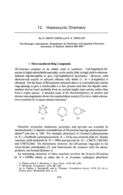Chapter 12. Heterocyclic chemistry