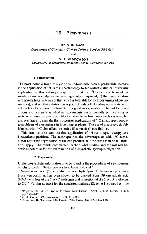 Chapter 16. Biosynthesis