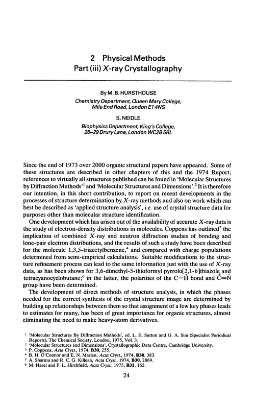 Chapter 2. Physical methods. Part (iii) X-Ray crystallography