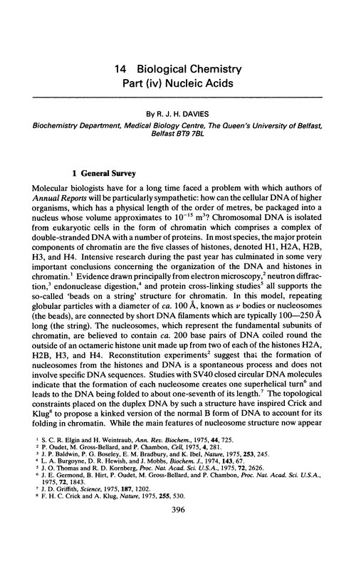 Chapter 14. Biological chemistry. Part (iv) Nucleic acids