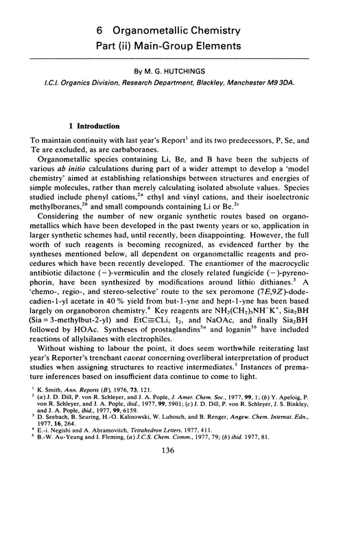 Chapter 6. Organometallic chemistry. Part (ii) Main-group elements