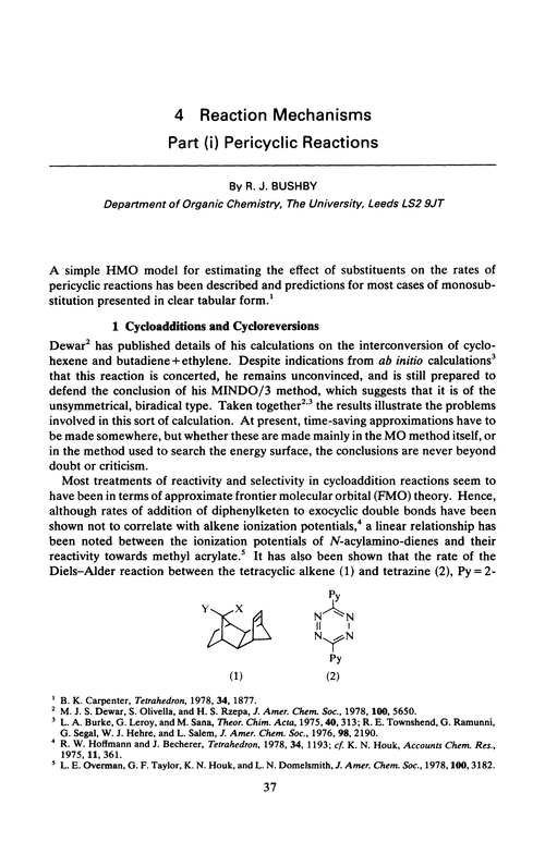 Chapter 4. Reaction mechanisms. Part (i) Pericyclic reactions