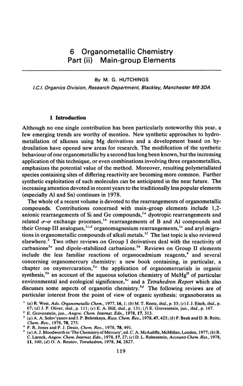 Chapter 6. Organometallic chemistry. Part (ii) Main-group elements