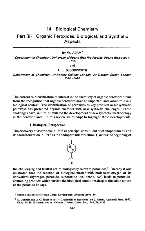 Chapter 14. Biological chemistry. Part (ii) Organic peroxides, biological, and synthetic aspects