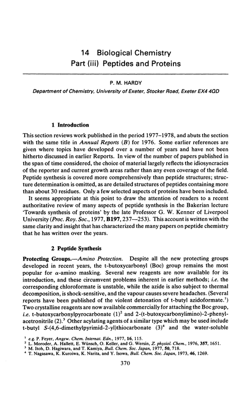 Chapter 14. Biological chemistry. Part (iii) Peptides and proteins