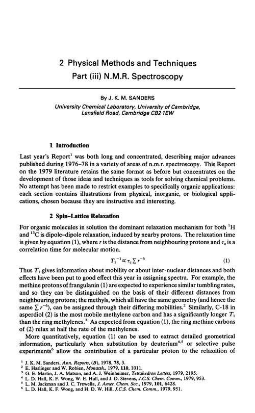 Chapter 2. Physical methods and techniques. Part (iii) N.M.R. spectroscopy