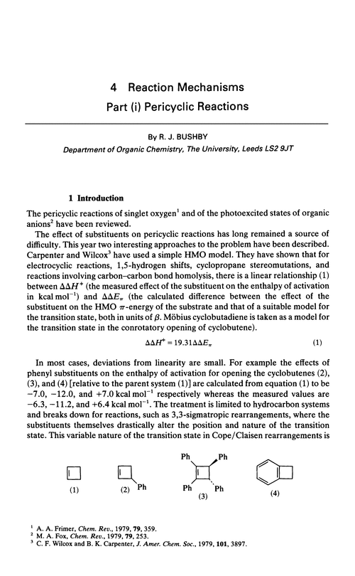 Chapter 4. Reaction mechanisms. Part (i) Pericyclic reactions